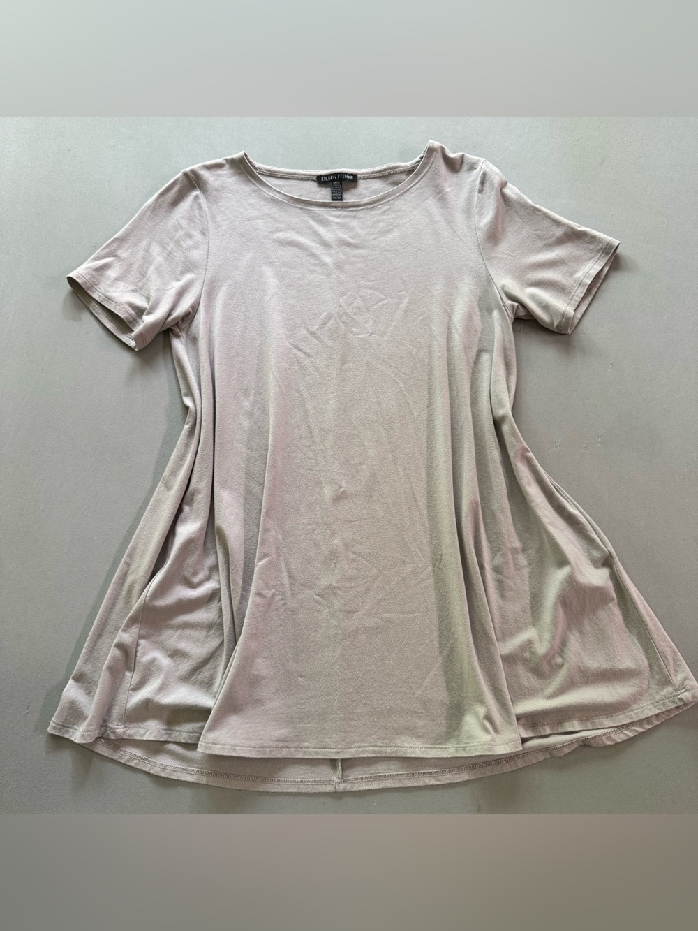 Eileen Fisher women’s Gray Short Sleeve Tunic Top Blouse size XS Classic comfort